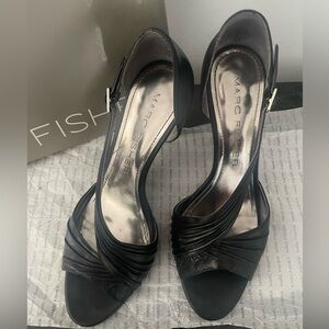 Marc Fisher Women’s Black Leather Open Toe Heels, sz 7.5M